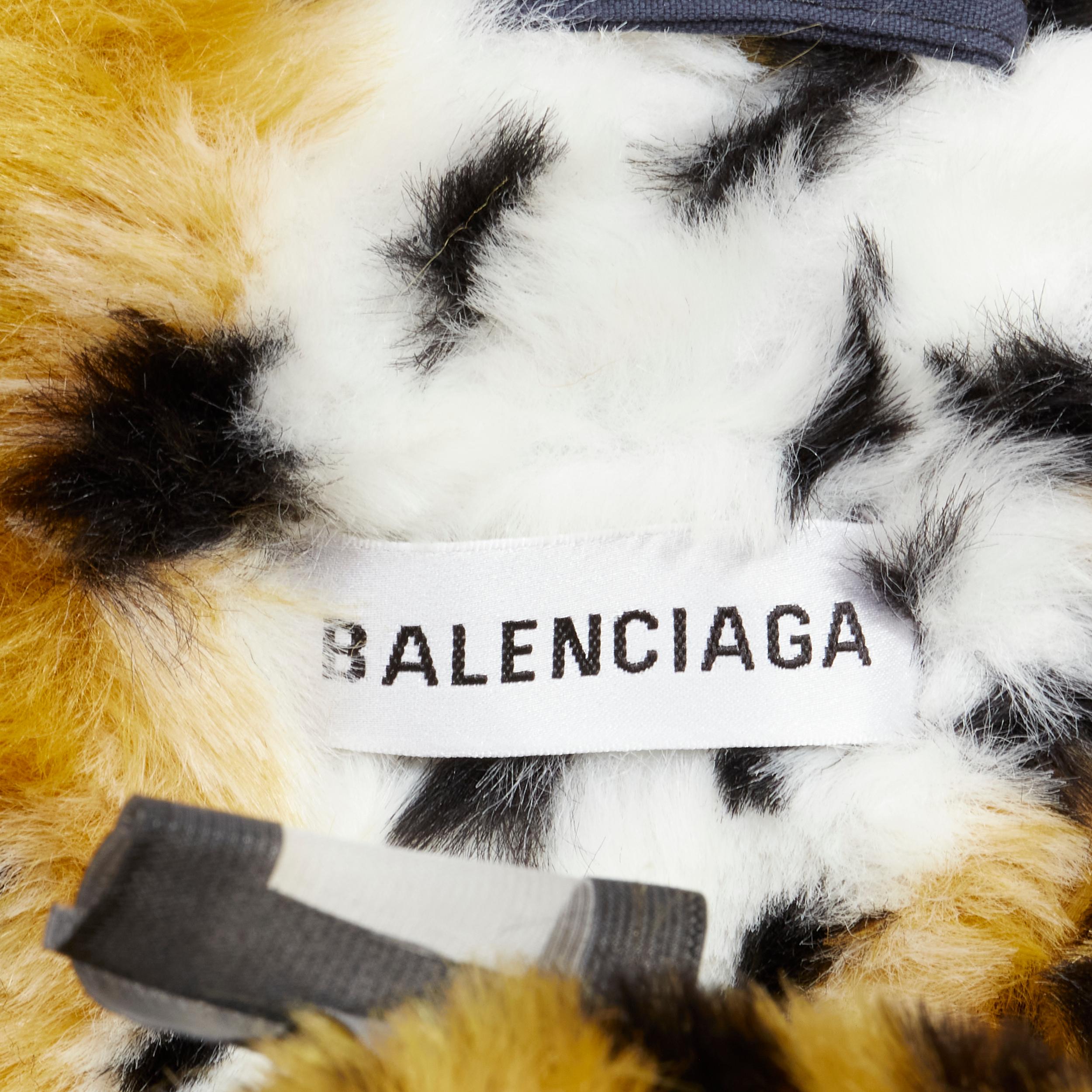 BALENCIAGA 2018 Ruway Triple Faux Layering black leather leopard fur coat XL For Sale 7