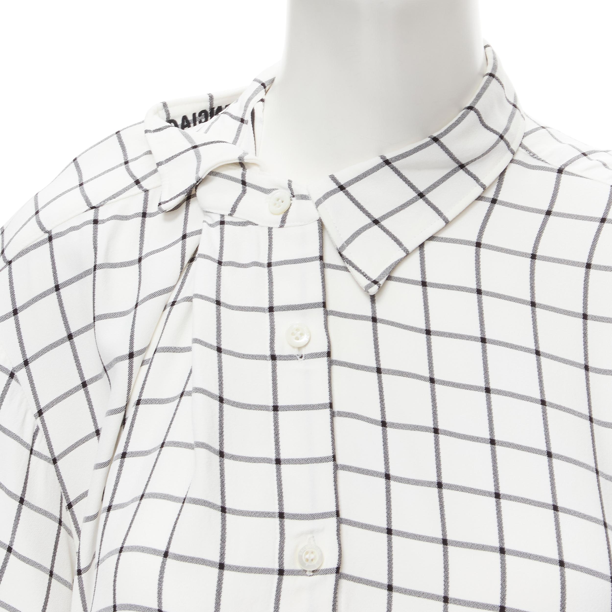 BALENCIAGA 2018 white black windowpane check pinched asymmetric collar oversized In Excellent Condition For Sale In Hong Kong, NT