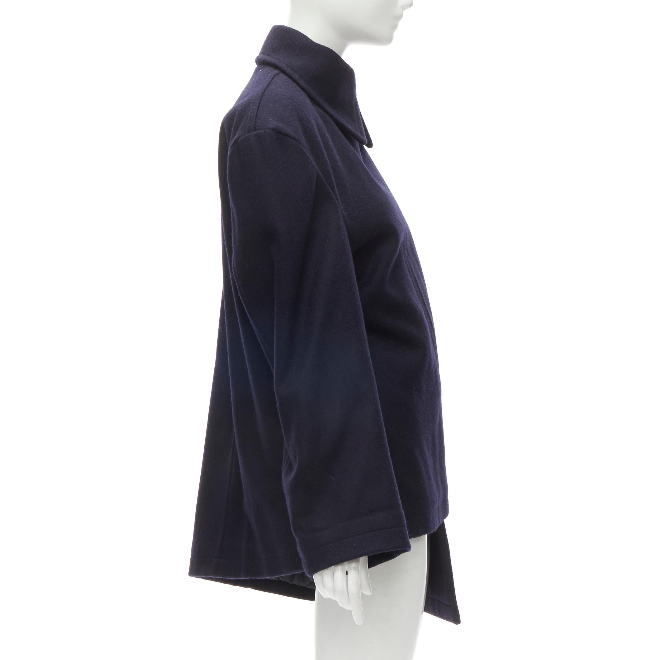 BALENCIAGA 2018 Wrap navy wool deconstructed double breasted coat M In Excellent Condition In Hong Kong, NT