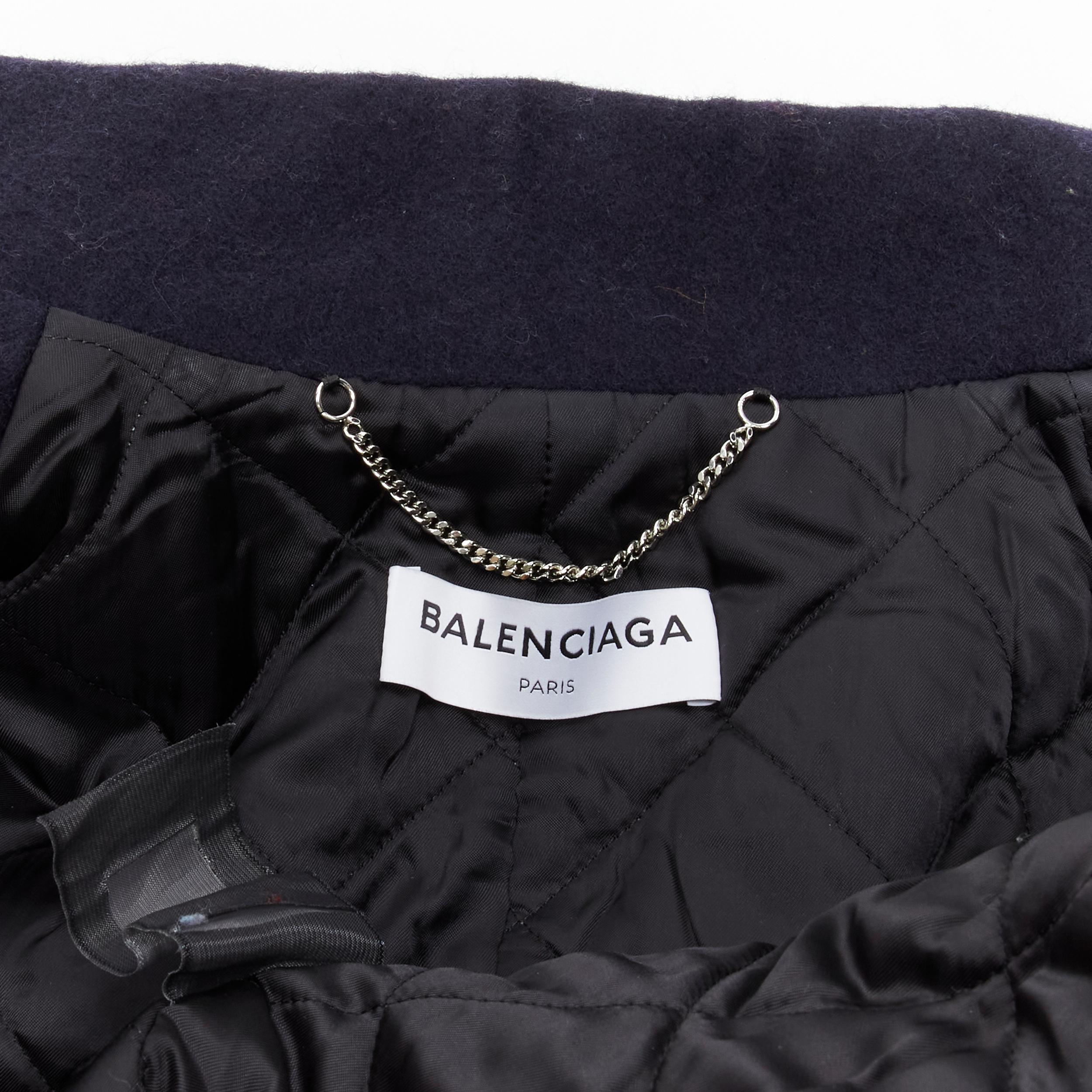 BALENCIAGA 2018 Wrap navy wool deconstructed double breasted coat M 2