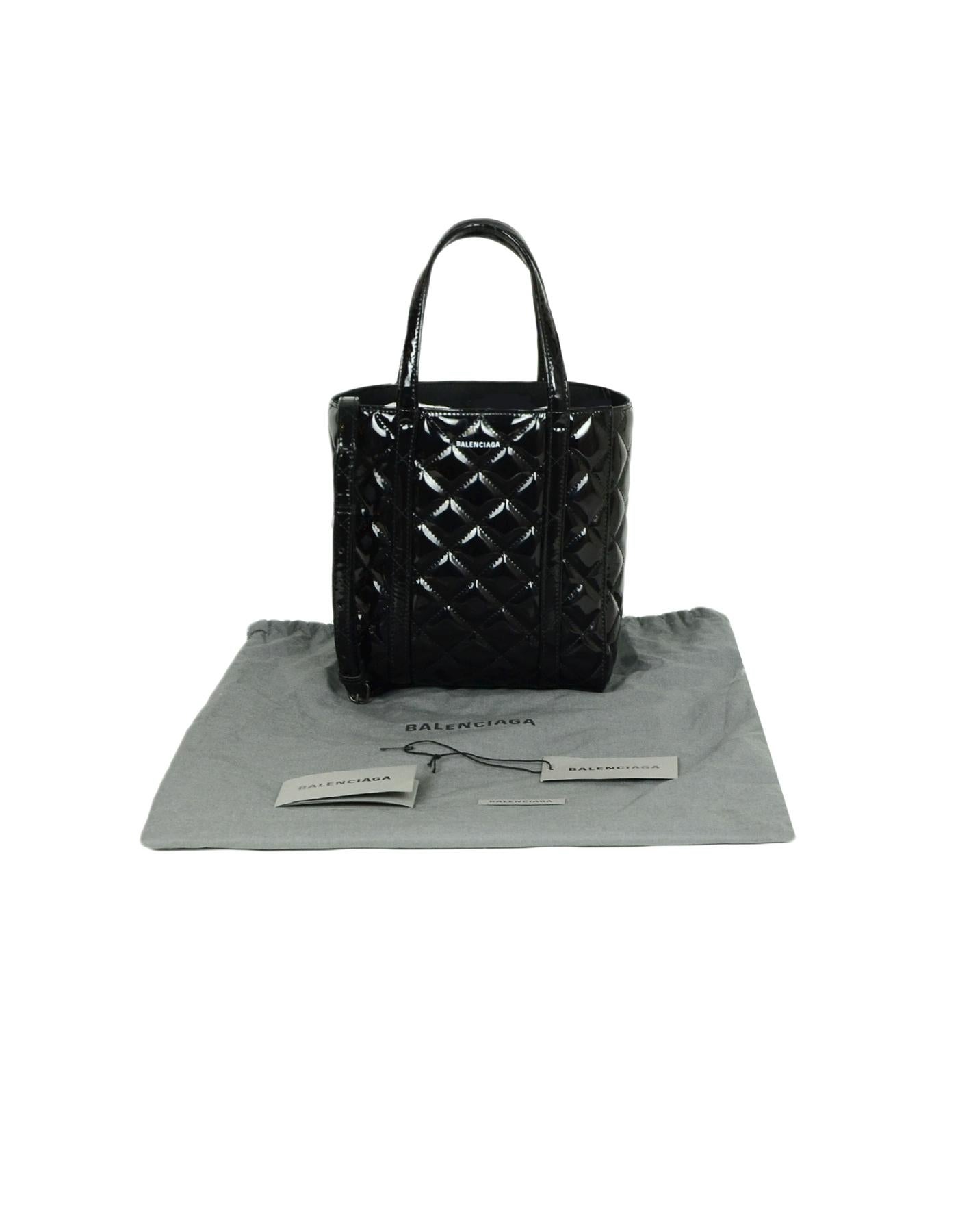 Balenciaga 2019 Black Patent Leather Everyday XS Quilted Tote Bag w/ Strap 5