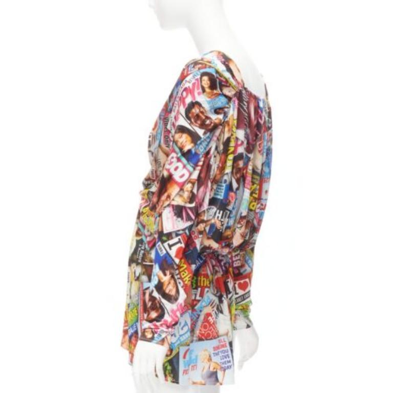 Balenciaga 2019 Cover Girl Magazine Tabloid Mini abito con scollo a V e arricciature FR34 XS in vendita 1