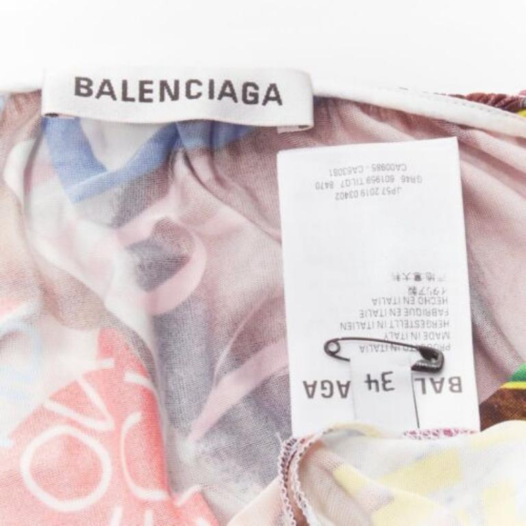 Balenciaga 2019 Cover Girl Magazine Tabloid Mini abito con scollo a V e arricciature FR34 XS in vendita 3