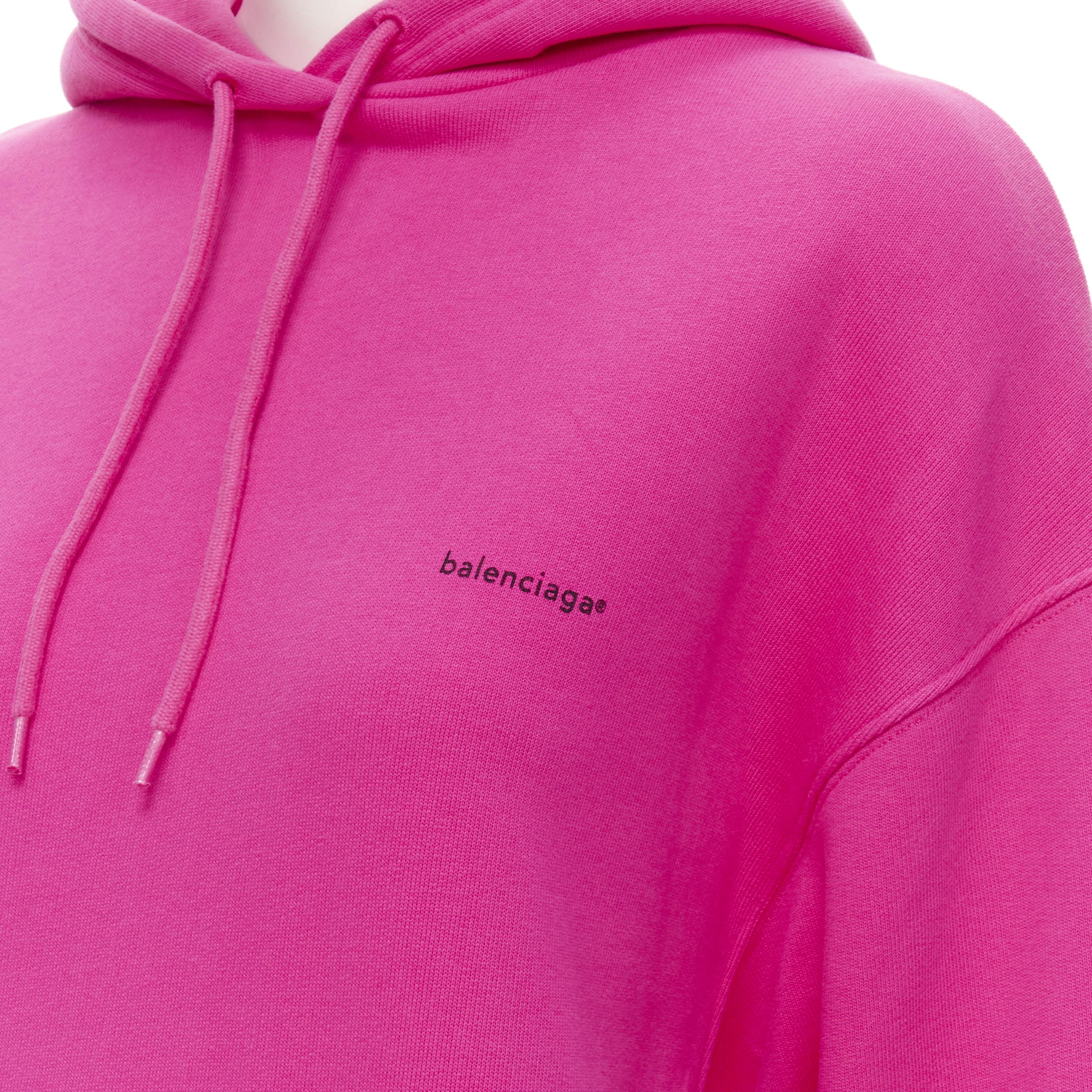 BALENCIAGA 2019 Demna pink washed cotton logo oversized hoodie M 
Reference: KEDG/A00074 
Brand: Balenciaga 
Designer: Demna 
Collection: 2019 
Material: Cotton 
Color: Pink 
Pattern: Solid 
Closure: Drawstring 
Extra Detail: Kangaroo pockets. Logo