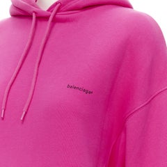 BALENCIAGA 2019 Demna pink washed cotton logo oversized hoodie M