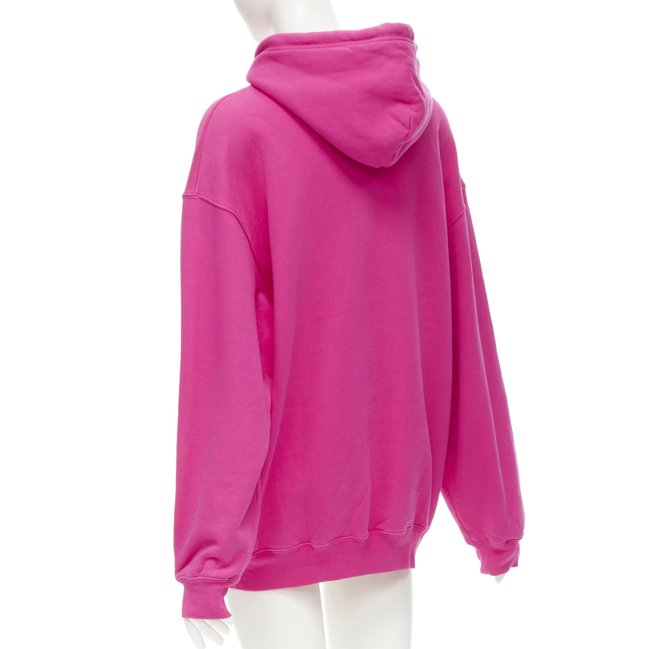 Pink BALENCIAGA 2019 Demna pink washed cotton logo oversized hoodie M