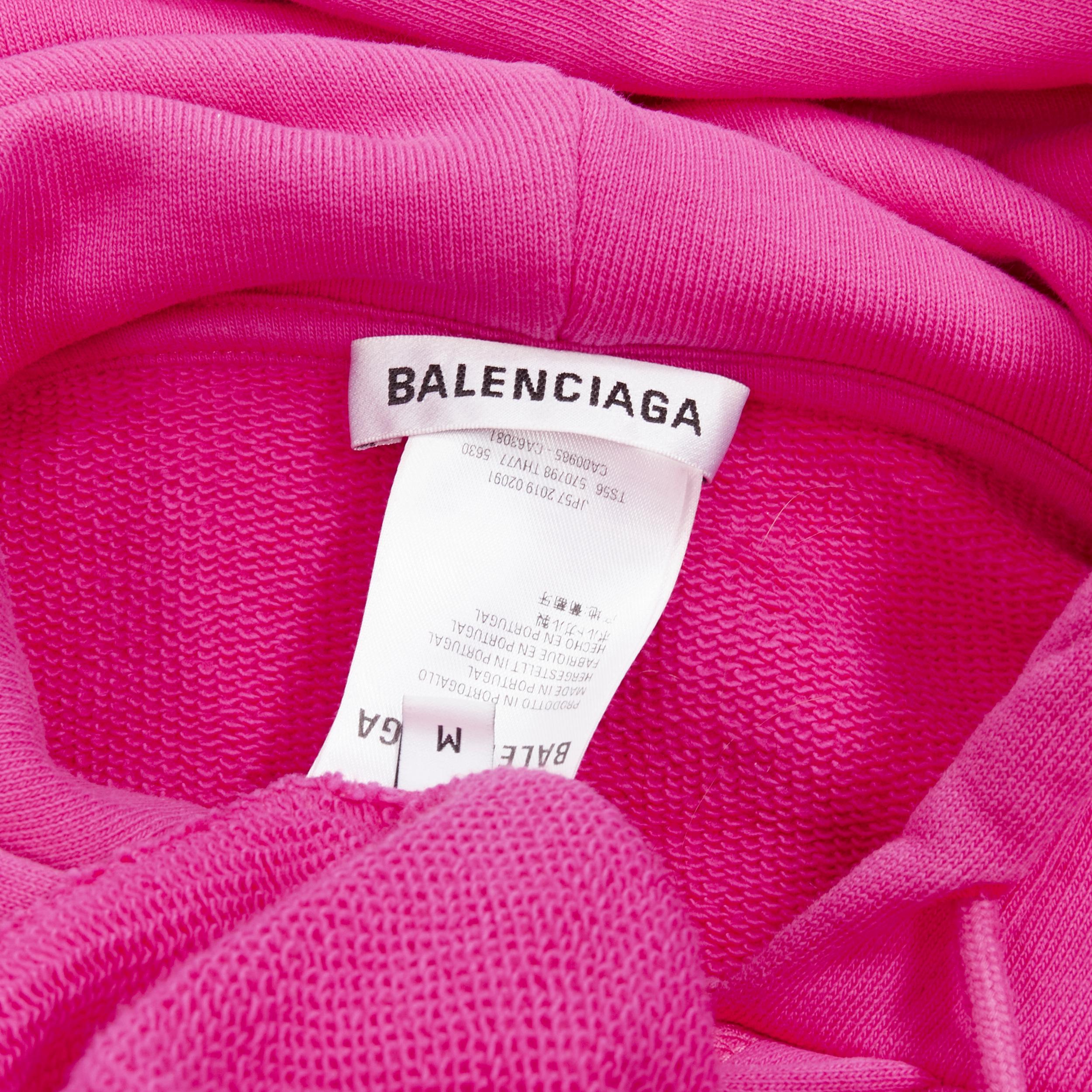 BALENCIAGA 2019 Demna pink washed cotton logo oversized hoodie M 1