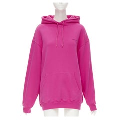 BALENCIAGA 2019 Demna felpa con cappuccio oversize in cotone lavato rosa con logo M