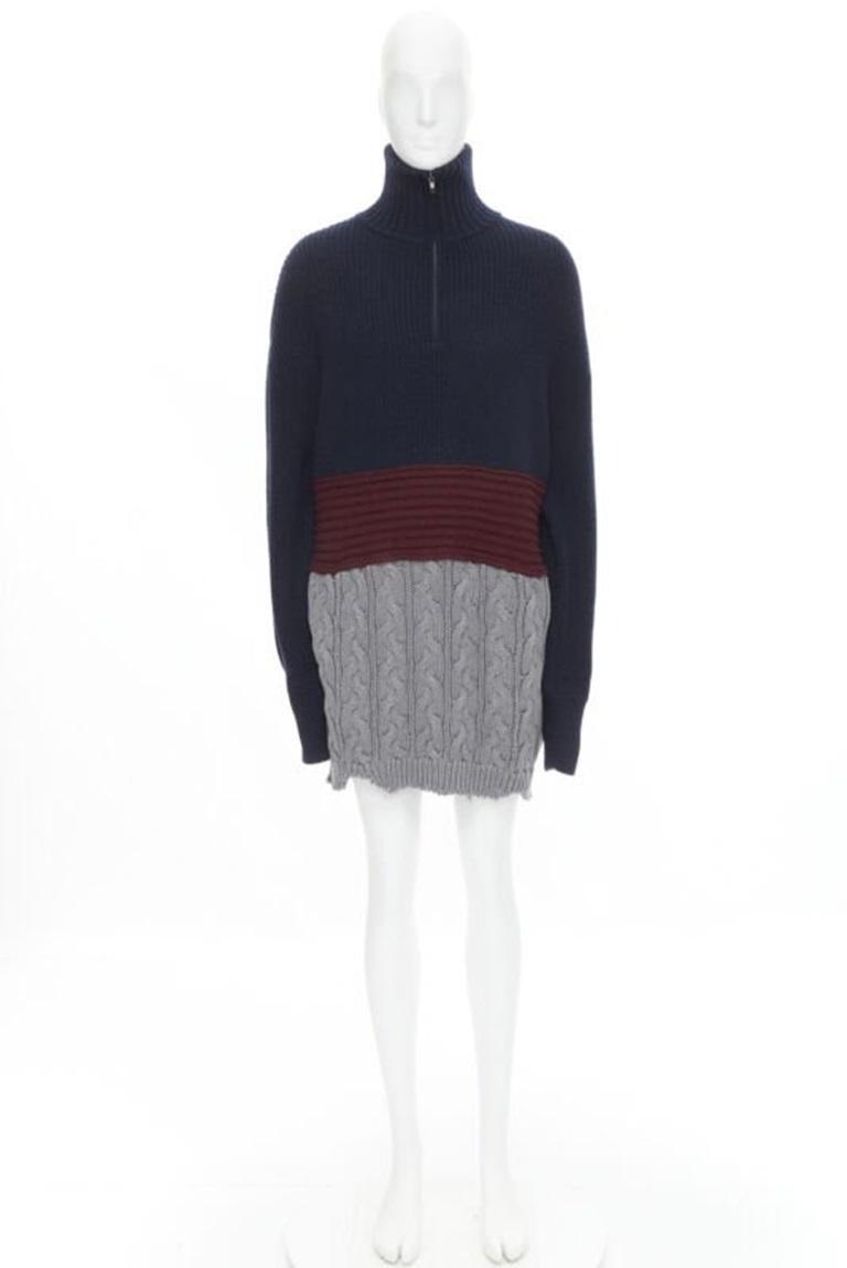 BALENCIAGA Runway 2019 Pull oversize délavé en maille de câble à 3 couches, taille M en vente 5