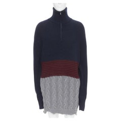 BALENCIAGA 2019 Runway 3 layered cable knit distressed oversized sweater M