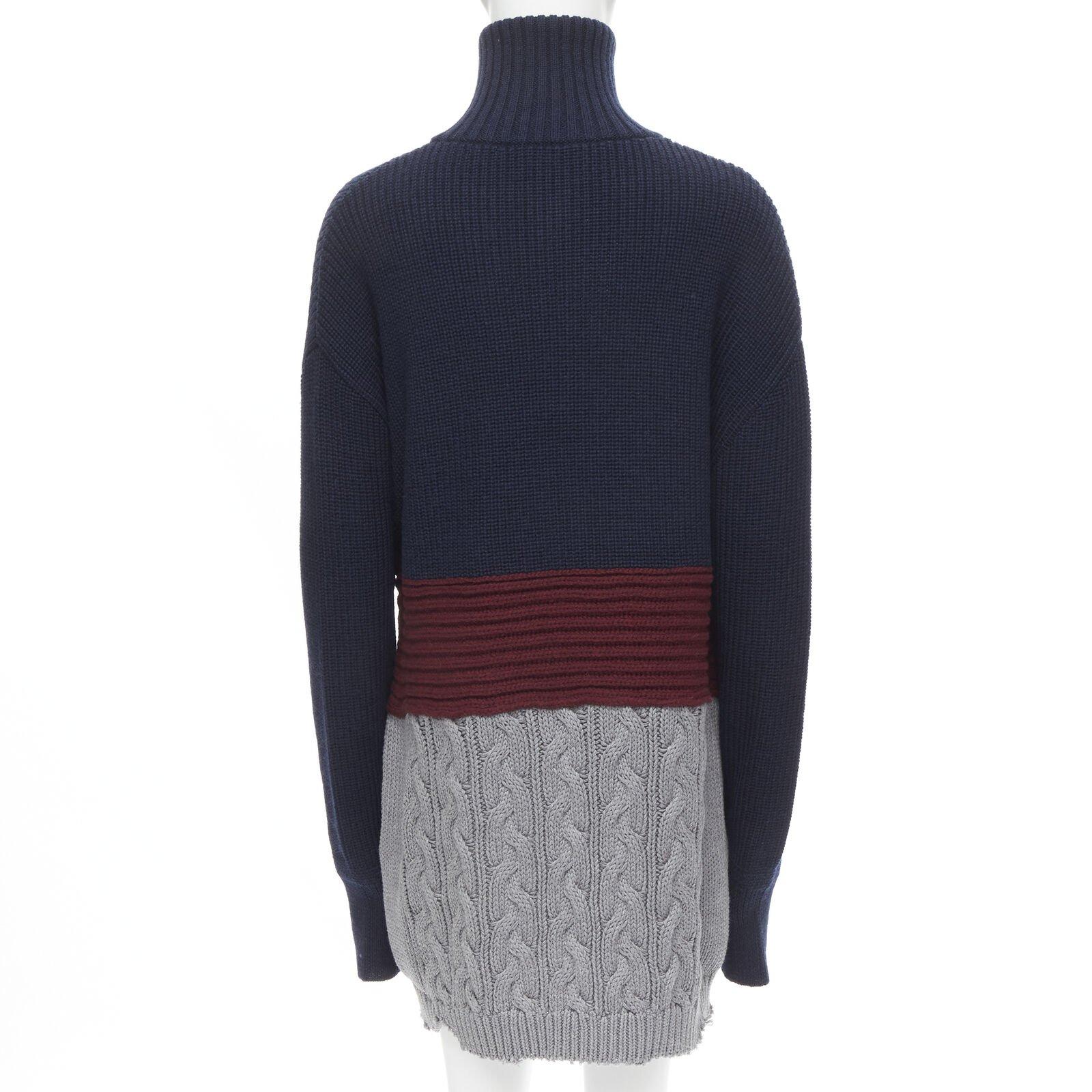 BALENCIAGA 2019 Runway 3 layered cable knit distressed oversized sweater S For Sale 1