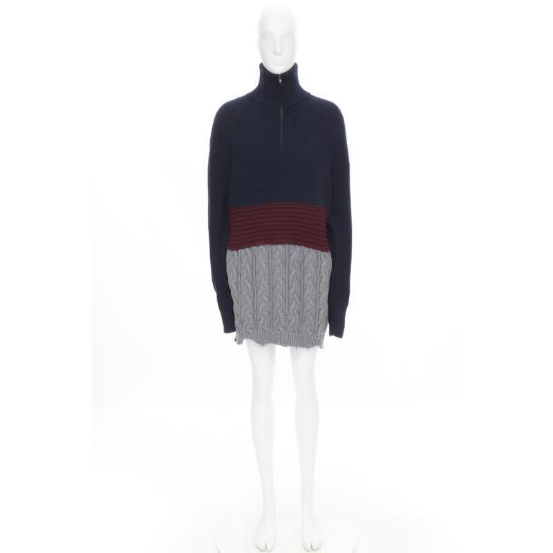 BALENCIAGA 2019 Runway 3 layered cable knit distressed oversized sweater XS For Sale 5