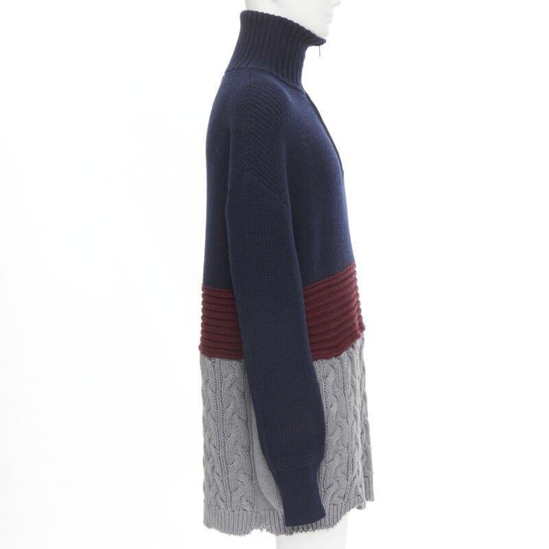 BALENCIAGA 2019 Runway 3 layered cable knit distressed oversized sweater XS In New Condition For Sale In Hong Kong, NT