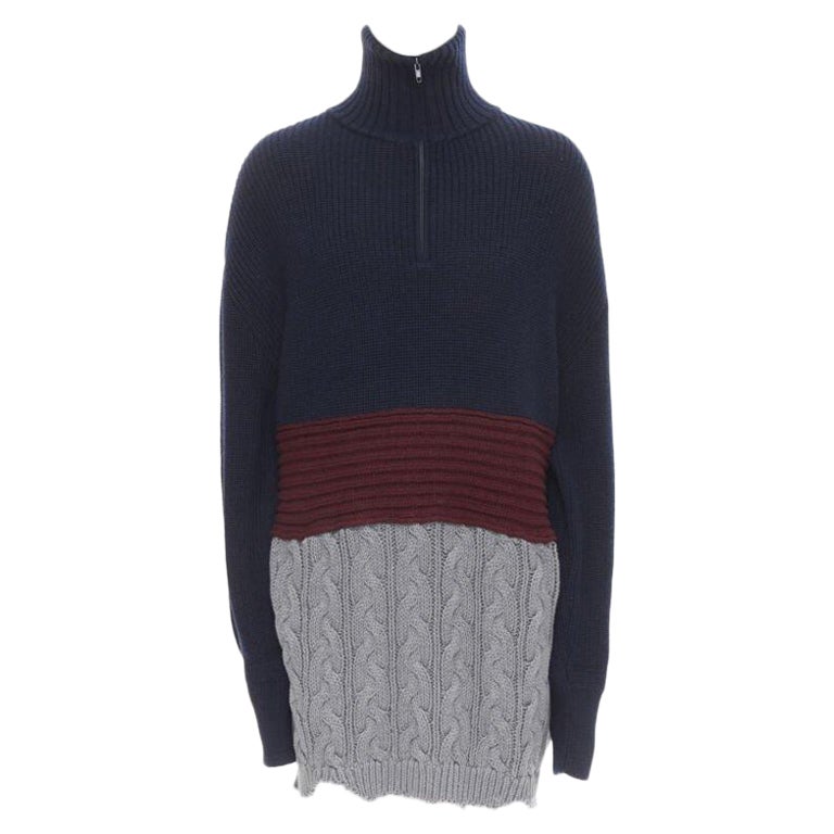 BALENCIAGA 2019 Runway 3 layered cable knit distressed oversized sweater XS