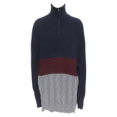 BALENCIAGA 2019 Runway 3 layered cable knit distressed oversized sweater XS