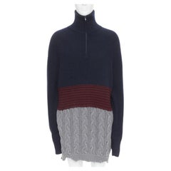 BALENCIAGA 2019 Runway 3 layered cable knit distressed oversized sweater XS