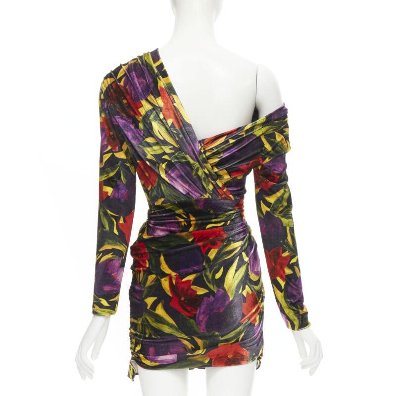 De las mujeres BALENCIAGA 2019 Pasarela Demna mini vestido drapeado de terciopelo floral FR36 S en venta