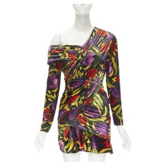 BALENCIAGA 2019 Runway Demna floral velvet wrap draped mini dress FR36 S