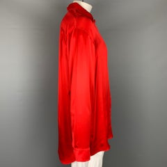 BALENCIAGA 2019 Size XXL Red Silk Button Up Long Sleeve Shirt