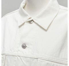 BALENCIAGA 2019 white denim black logo embroidery oversized jacket FR34 XS