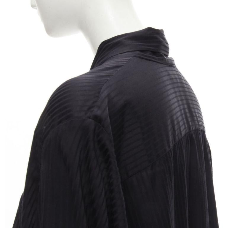 BALENCIAGA 2020 Demna black striped pussy bow cascade hem oversized shirt FR36 S For Sale 2