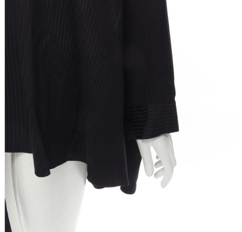 BALENCIAGA 2020 Demna black striped pussy bow cascade hem oversized shirt FR36 S For Sale 3