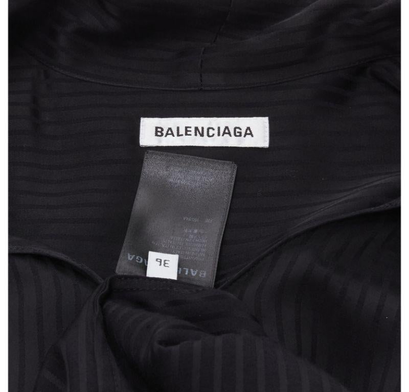 BALENCIAGA 2020 Demna black striped pussy bow cascade hem oversized shirt FR36 S For Sale 4