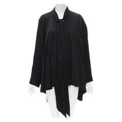 BALENCIAGA 2020 Demna black striped pussy bow cascade hem oversized shirt FR36 S