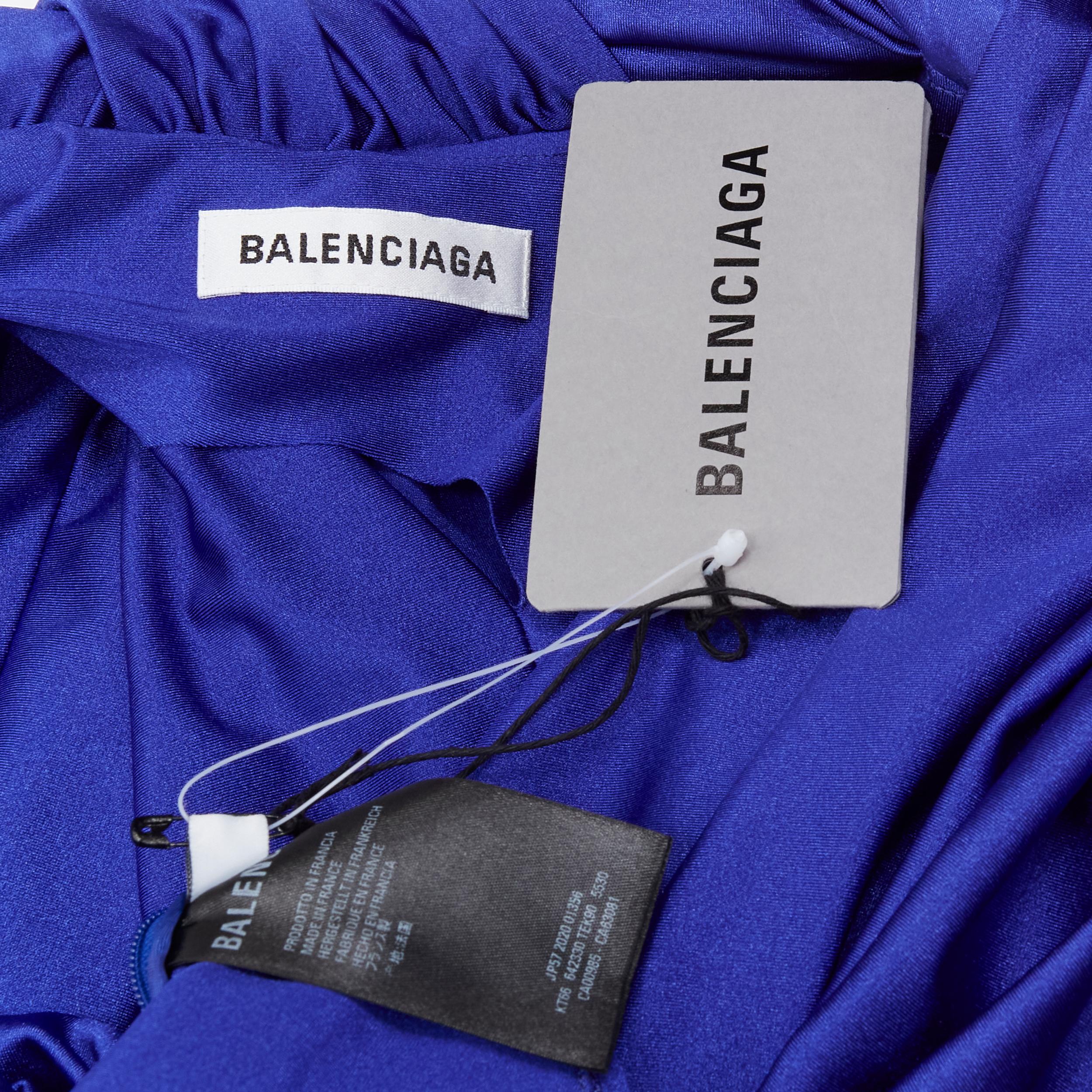 BALENCIAGA 2020 Demna Kim Kardashian cobalt blue gown with gloves FR36 S 6