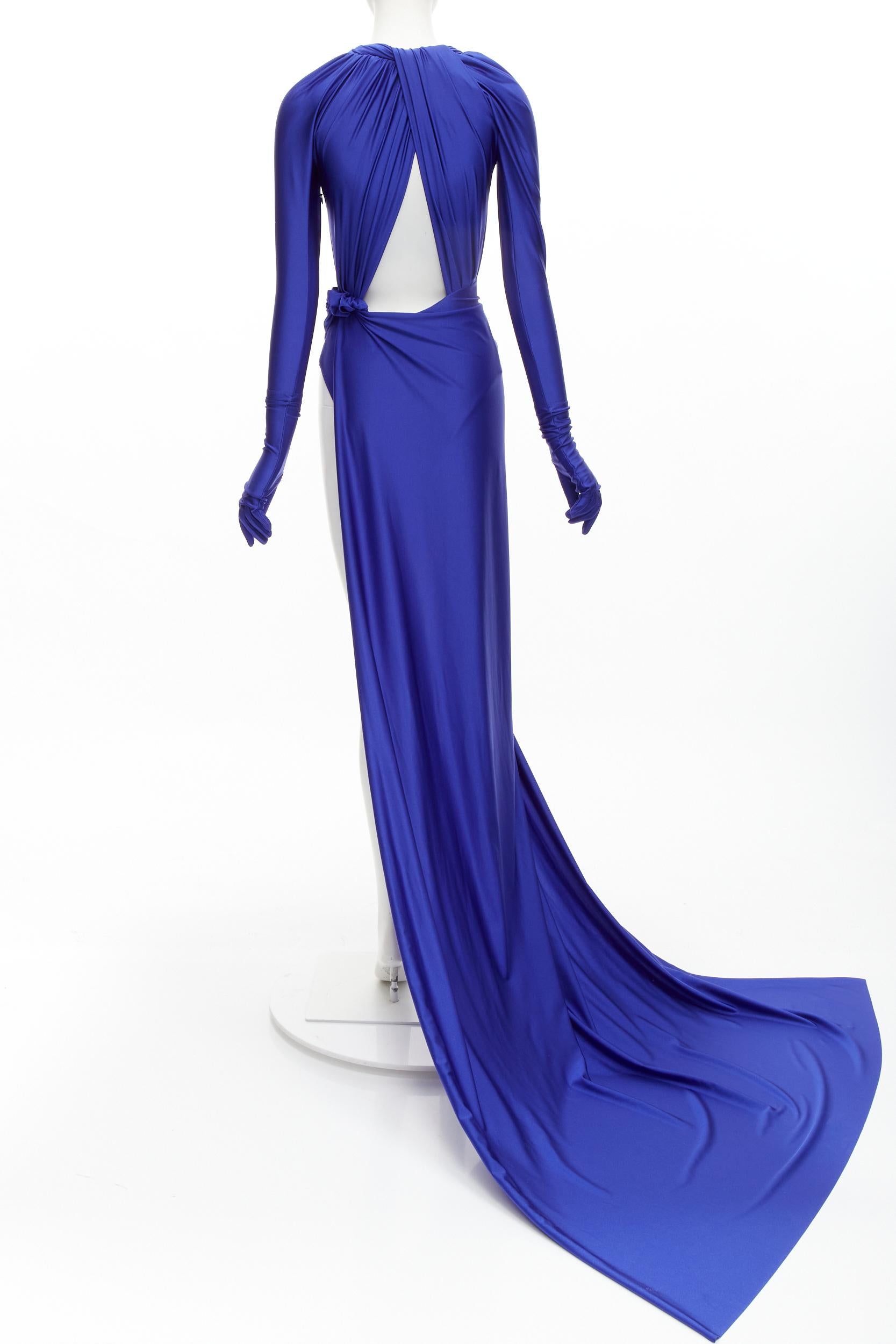 Women's BALENCIAGA 2020 Demna Kim Kardashian cobalt blue gown with gloves FR36 S