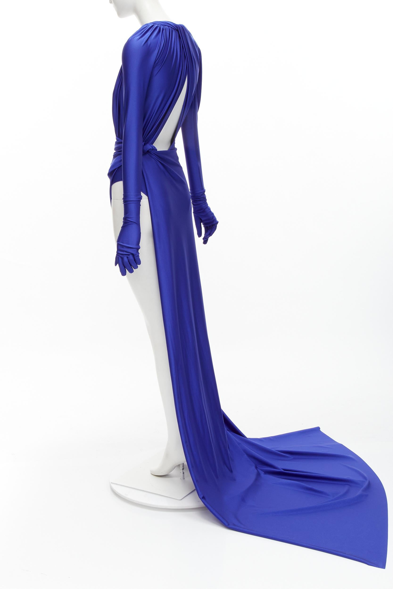 BALENCIAGA 2020 Demna Kim Kardashian cobalt blue gown with gloves FR36 S 1