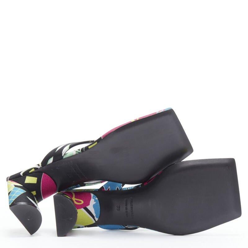 BALENCIAGA 2020 - Sandales à talons moyens et à bouts carrés en satin à fleurs EU35 en vente 7