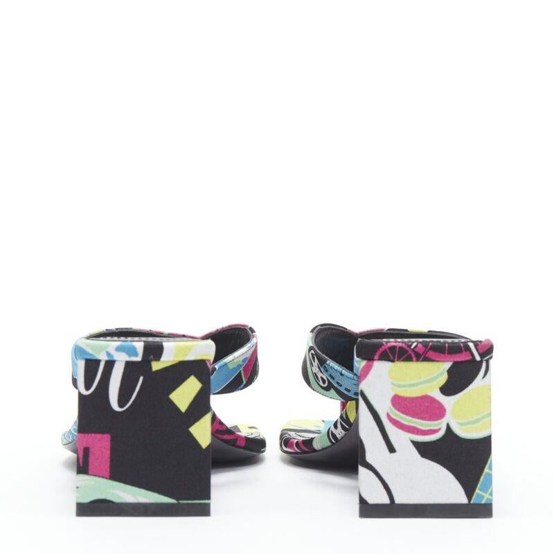 BALENCIAGA 2020 - Sandales à talons moyens et à bouts carrés en satin à fleurs EU35 en vente 1