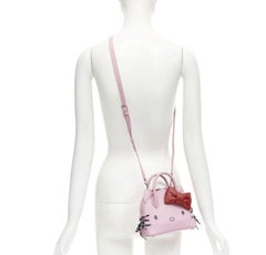 BALENCIAGA 2020 Hello Kitty Ville XXS pink red bow top handle crossbody bag