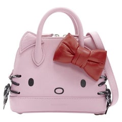 BALENCIAGA 2020 Hello Kitty Ville XXS pink red bow top handle crossbody bag