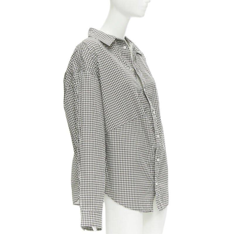 Grigio BALENCIAGA 2020 Camicia Swing ricamata con logo pied de poule FR36 XS in vendita