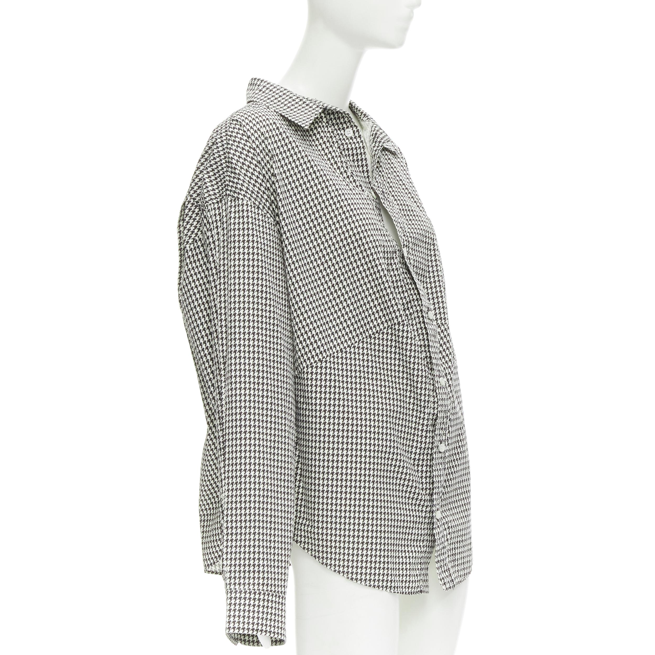 Gray BALENCIAGA 2020 houndstooth logo embroidered pocket Swing shirt FR36 XS For Sale