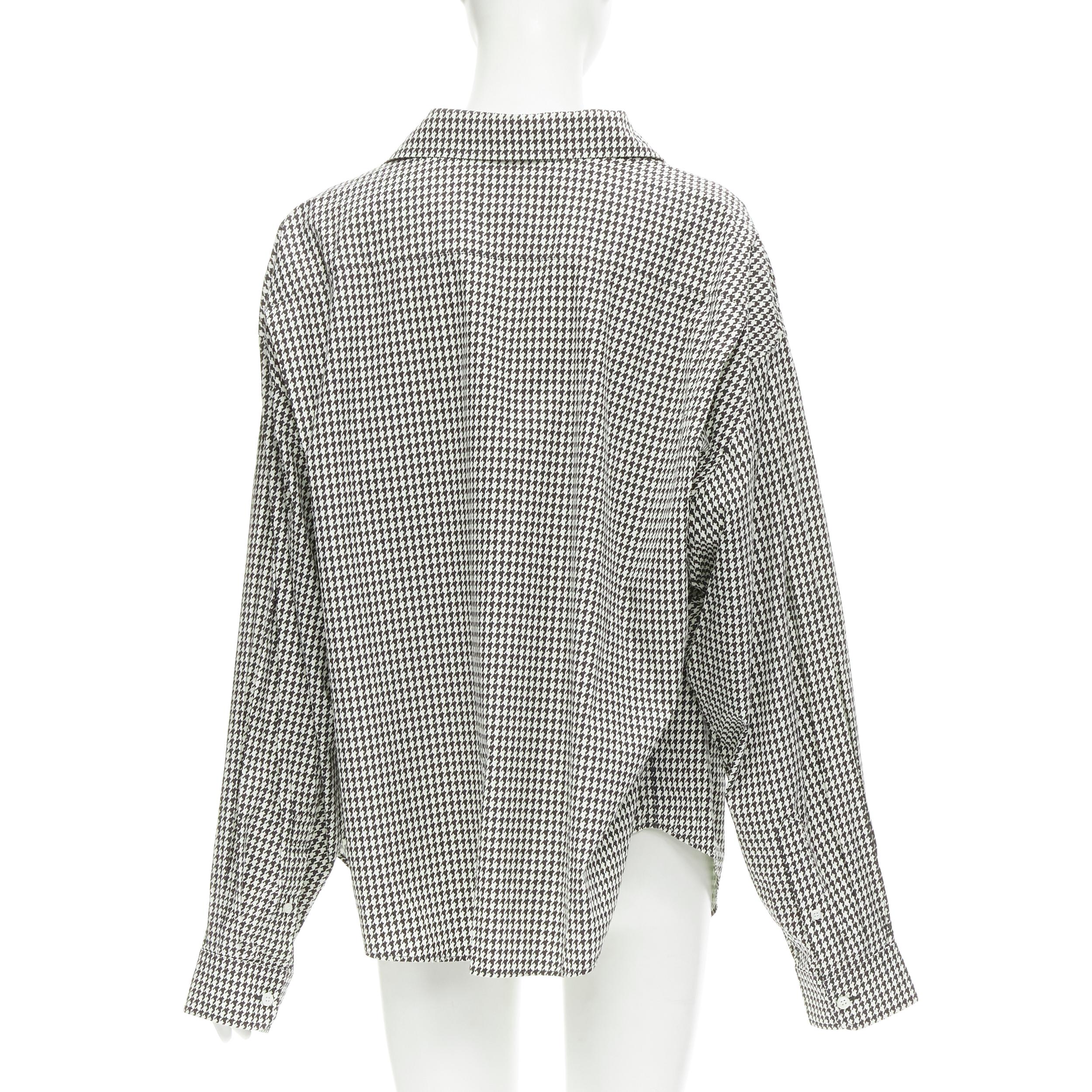 Women's BALENCIAGA 2020 houndstooth logo embroidered pocket Swing shirt FR36 XS For Sale