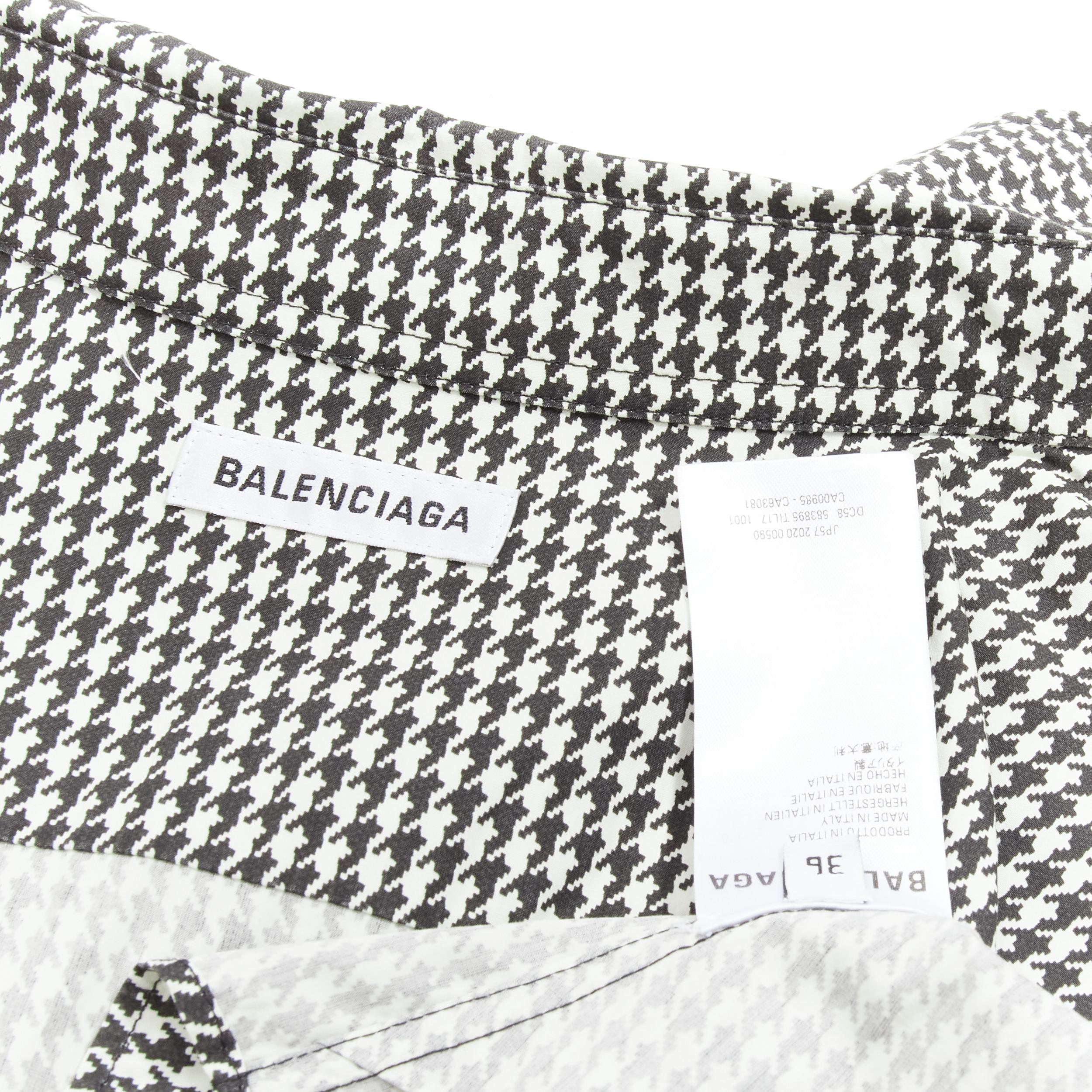 BALENCIAGA 2020 houndstooth logo embroidered pocket Swing shirt FR36 XS For Sale 3
