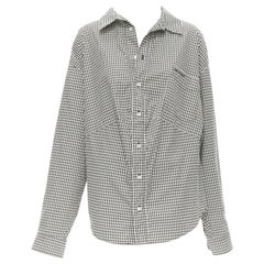 BALENCIAGA 2020 houndstooth logo embroidered pocket Swing shirt FR36 XS