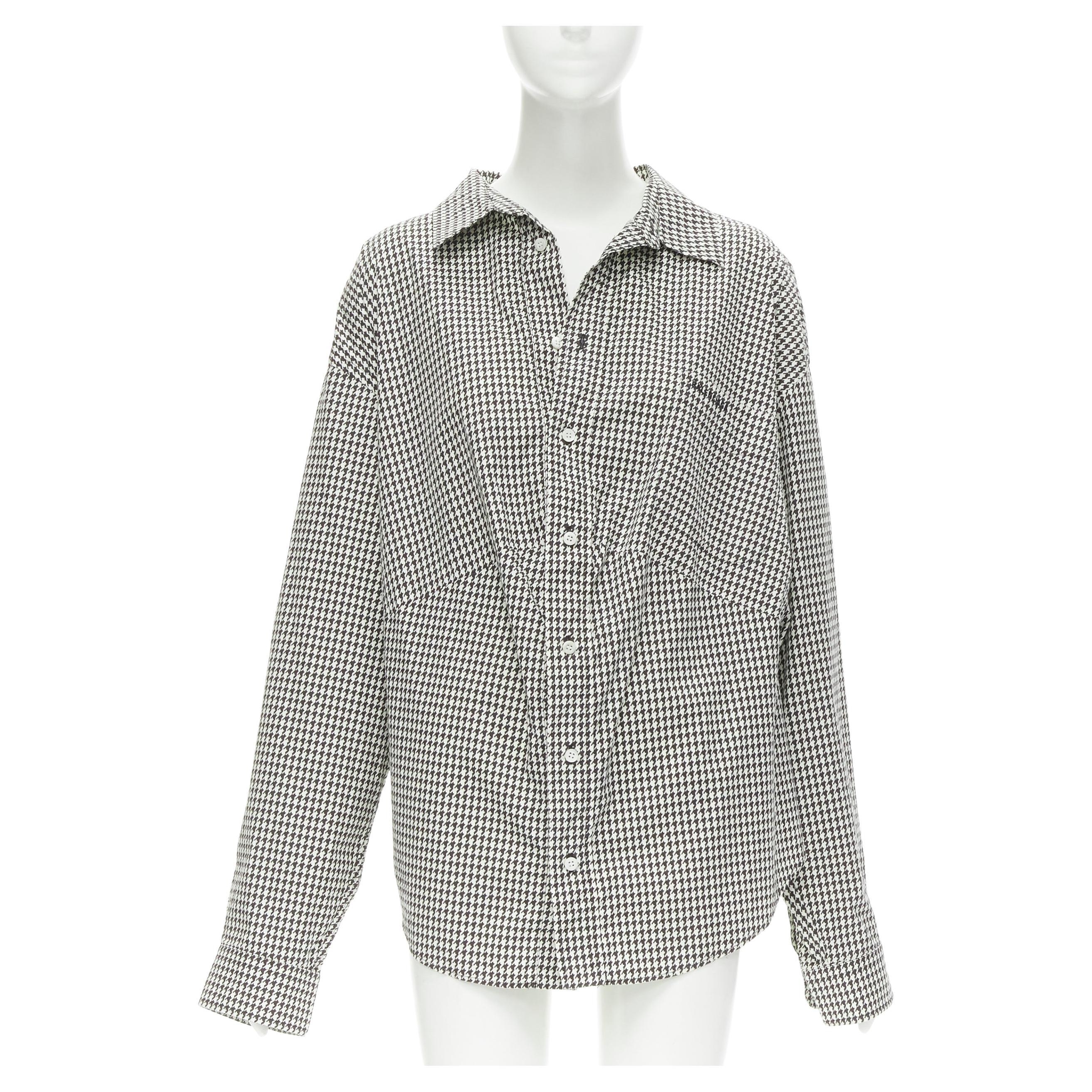 BALENCIAGA 2020 houndstooth logo embroidered pocket Swing shirt FR36 XS For Sale