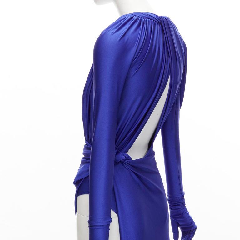 BALENCIAGA 2020 Runway Demna Kim Kardashian cobalt blue wrap gown gloves FR38 S 3
