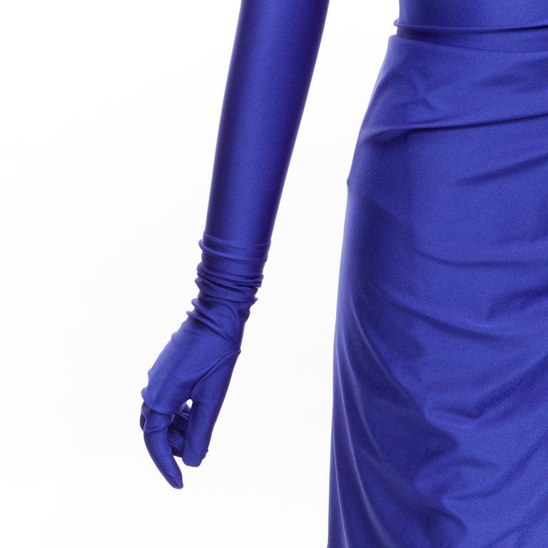 BALENCIAGA 2020 Runway Demna Kim Kardashian cobalt blue wrap gown gloves FR38 S 4