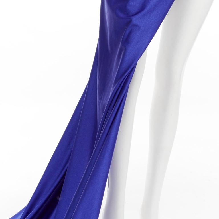 BALENCIAGA 2020 Runway Demna Kim Kardashian cobalt blue wrap gown gloves FR38 S 5