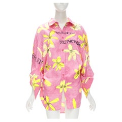 BALENCIAGA 2021 Julian Farade pink yellow floral deconstructed shirt FR34 XS