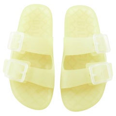 BALENCIAGA 2021 Mallorca transparent yellow rubber dual buckle slide sandals