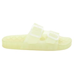 BALENCIAGA 2021 Mallorca transparent yellow rubber dual buckle slide sandals