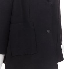BALENCIAGA 2021 Trapeze black textured patch pocket A-line flared blazer coat