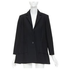 BALENCIAGA 2021 Trapeze black textured patch pocket A-line flared blazer coat