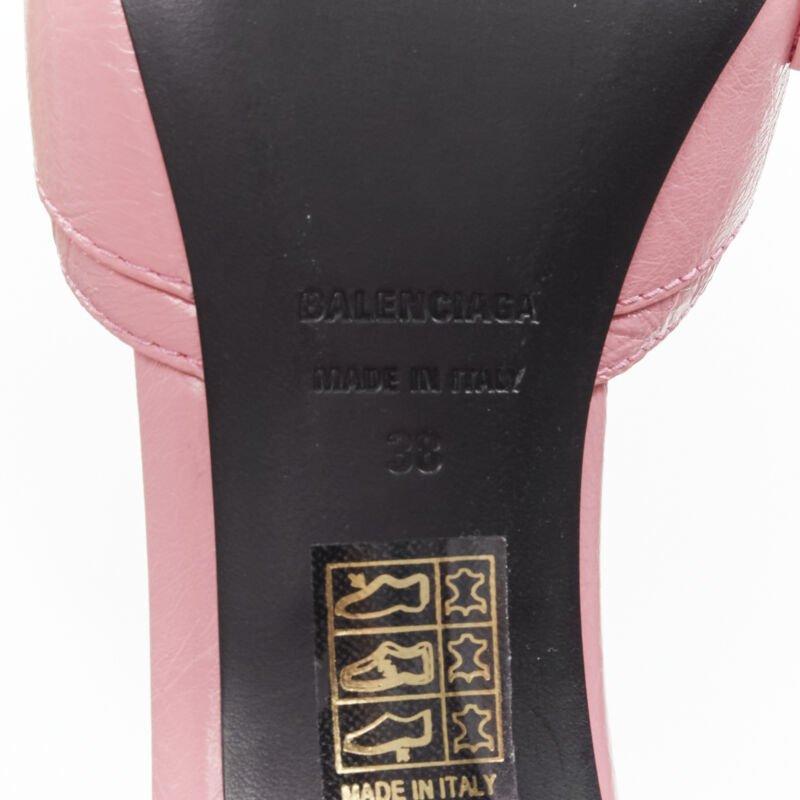 BALENCIAGA 2022 Cagole pink leather silver studded mule heel EU38 US8 For Sale 5